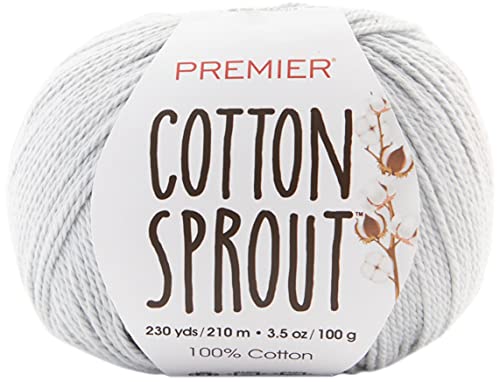 Premier Yarns Cotton Sprout Silver hilo de algodon que no se deshilacha para tejer sin nudos 2