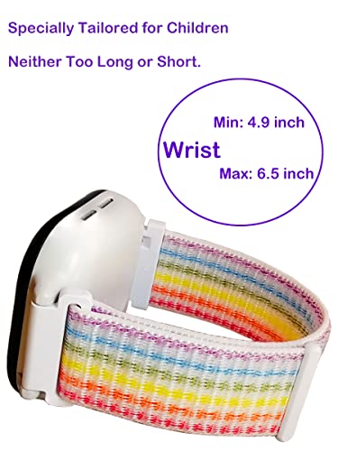 Image of YANC Blue Green White Rainbow for Boy Girl Power-velcro Watch Bands with Hollow Surfaces Compatible with T-mobile SyncUP Watch, 2 Packs(Rainbow Orange White)