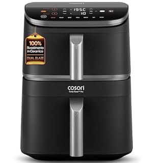 COSORI Turbo Tower Pro Friggitrice ad Aria 10,8L Doppio Cestello, Rivestimento Ceramico No PFAS, Cottura a 3 Livelli con Doppia Resistenza, 2630W, 7 Funzioni, 2 Motori DC, 50+ Ricette Online, DC112