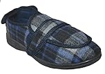 Mens Diabetic Orthopaedic Comfort Luxury Slippers Shoes Wide FIT Adjustable Strap Size UK 7-14 (Navy/Grey, numeric_13)