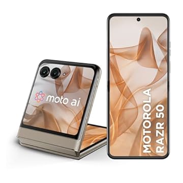 Smartphone Motorola Razr 50-512GB 24GB (12GB RAM+12GB Ram Boost) Tela dobrável 6,9" pOLED e externa 3,6” Moto AI camera IPX8 - Vanilla Vegan Leather