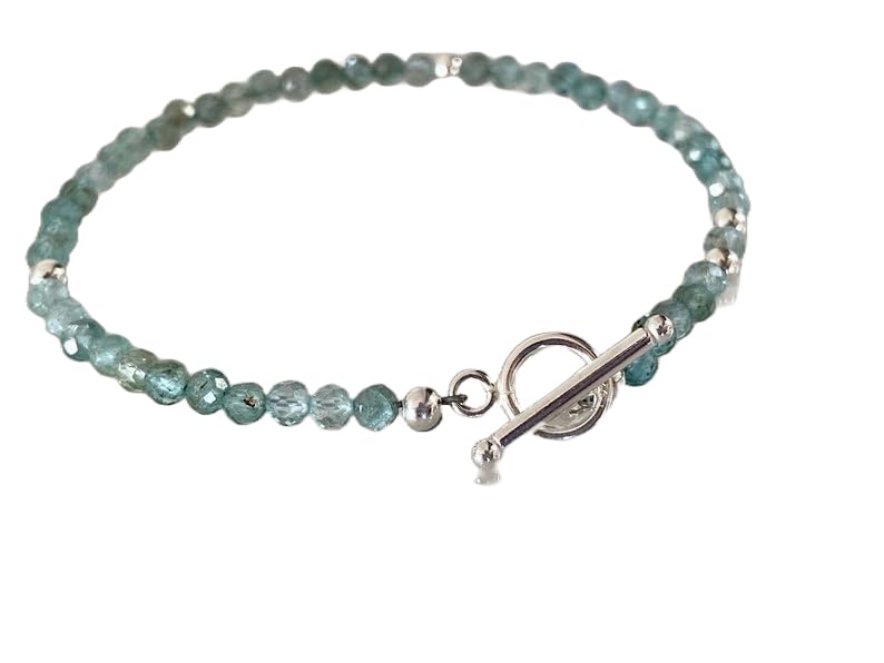 Bracelet apatite 3mm argent sterling, le cadeau d'anniversaire idéal