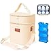 PIIOSER Breastmilk Cooler Bag with Ice Pack Fits 6 Baby Bottles Up to 9 Ounce, Insulated Baby Bottle Tote Bags, Double Layer Waterproof Leak-Proof with Shoulder Strap for Nursing & Working Mom (Cream)