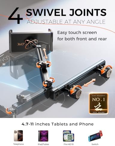 LISEN iPad Holder for Car Tablet Mount, Road Trip Essentials Kids Back Seat — view 8