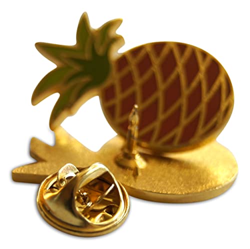 Image of Novel Merk Pineapple Fruit Lapel Pin, Hat Pin & Tie Tack Set with Clutch Back