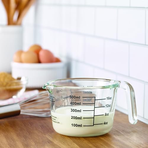 Farberware 2-Cup Borosilicate Glass Wet and Dry Measuring Cup with Oversized Measurements, Clear - Thumbnail 2