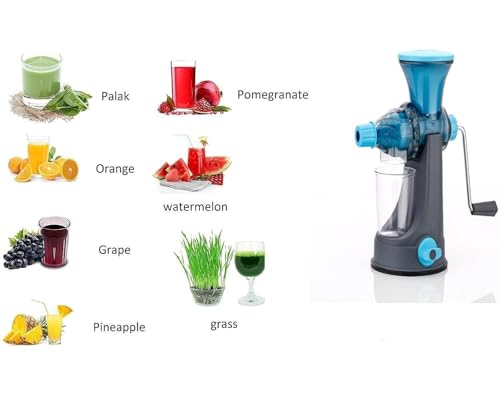 Image of Manual Pastic Hand Juicer for Fruits & Vegetables | Fresh Mosambi, Orange Citrus Fruits Juice Maker Machine For Home Kitchen | With Steel Handle Vacuum Locking System (Assoted color)