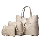 【Material】Dieses Taschenset besteht aus hochwertigem PU, Polyester-Futter, hochwertiger Hardware. es verfügt über die einzigartige Textur, 4 Nieten auf dem Boden können diese Tasche effektiv schützen, wenn sie auf dem Boden ist. Die sauberen Nähte und der robuste Schultergurt zeigen auch die hohe Qualität der Taschen für Frauen
