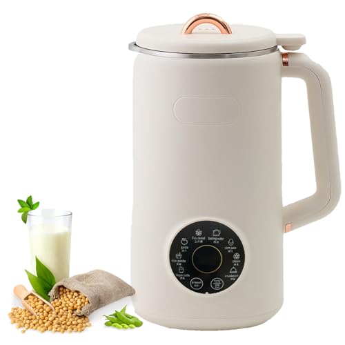 Máquina de leche de soja, máquina de leche de nueces 8 en 1 con pantalla LED, temporizador y limpieza automática, máquina sin filtro para leche casera de soja, almendras y avena