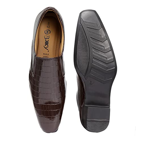 Image of BXXY Men's 2 inch Height Increasing Patent Material Casual Formal Moaccasion Slip-On Shoes with Pu Sole.