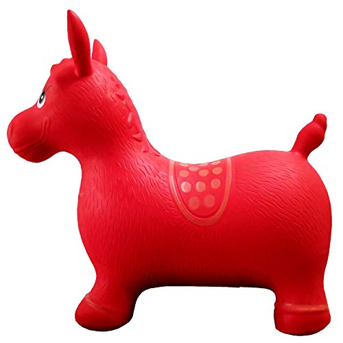 Red Horse Hopper, Pump Included (Inflatable Space Hopper, Jumping Horse, Ride-On Bouncy Animal) #TOP2