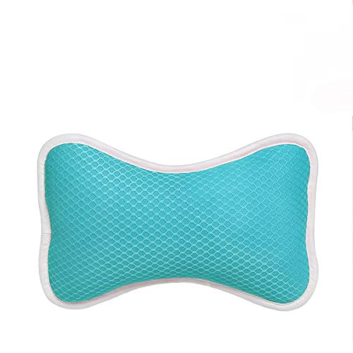 Bath Rest Non-Slip Bath Pillow with Suction Cups, Supports Neck and Shoulders for Home Spa, Bathtub, Hot Tub, Anti Bacterial, 3D Mesh Fabric Extra Durable Comfortable Pillow, Blue