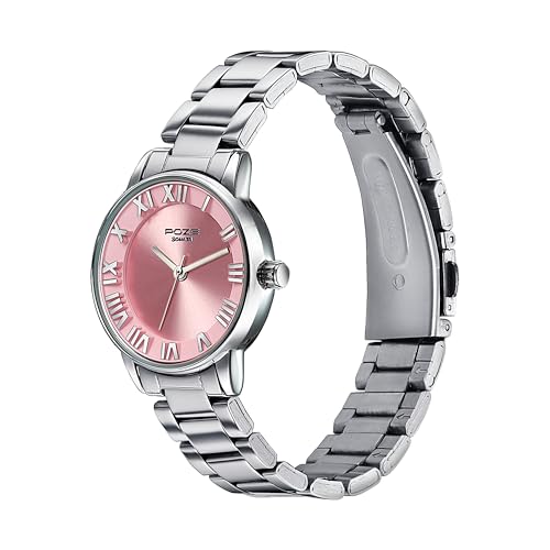 Image of Sonata Poze 6 Chrome Calling Quartz Pink Round Dial Women's Watch | Stainless Steel Strap Material | Watches for Women Analog - SP80128SM01
