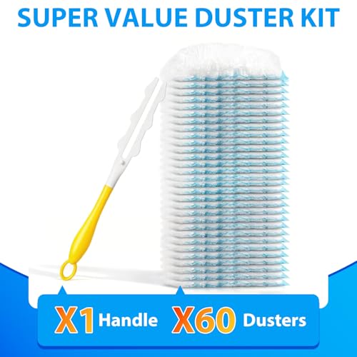60 Count Duster Refill for Swiffer Duster with 1 Handle - 360° Multi-Surface Larger Size Feather Dusters, Disposable Duster Kit for Cleaning Home, Furniture, Blinds and Ceiling Fans by XFKJOR - Image 7