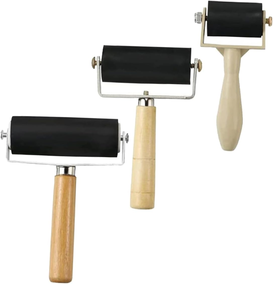 3Pcs Diamond Drawing Rollers Durable Rubber Ink Rollers for Printmaking Art Projects and Crafting Easy to Hold Convenient for Cleaning and Rubber Material