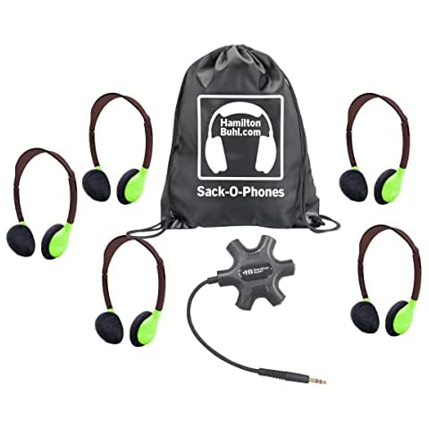 Galaxy™ Econo-Line of Sack-O-Phones with 5 Green Personal-Sized Headphones, Starfish Jackbox and Carry Bag Cover