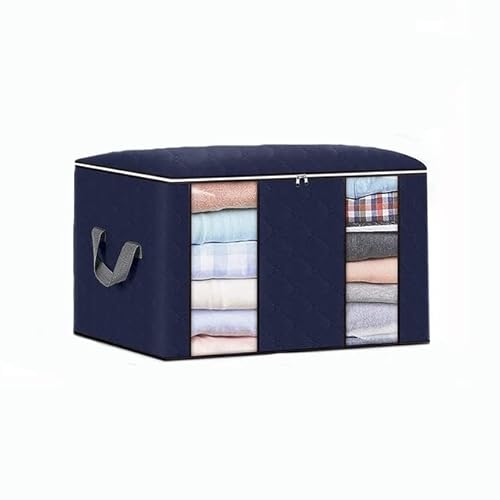 LUNYY Bolsa de Almacenamiento de edredón Plegable de 90L, Ventana Transparente portátil con Compartimento, Bolsa ordenada para Ropa, Organizador no Tejido a Prueba de Polvo para el hogar, 1 Uds.