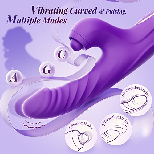 Sex Toys For Women Thrusting Dildo - Sex Toy Thrusting Rabbit Vibrator With 10 Vibration 7 Thrust Mode With Licking, G Spot Clitoral Vibrators Adult Toys For Women And Couple Adult Sex Toys & Games #TOP2
