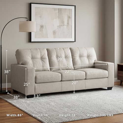 Image of Signature Design by Ashley Santorine 3 Seat Sofa for Living Room, Bone