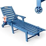 SUUNYN Chaise Lounge Outdoor, Lounge Chair Outdoor with Wood Texture, Adjustable...