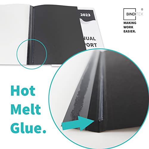 Binditek 20 Pack Thermal Binding Presentation Covers,1/16 Inch Spine Holds 15 Sheets, Ultra Clear Front Cover, Black Paper Back Cover,Letter Size #TOP1