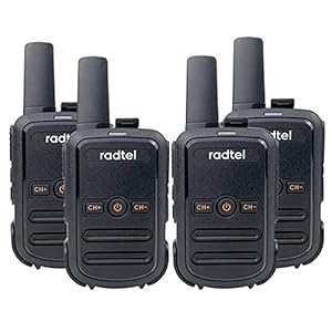 Radtel RT12 Rechargeable Walkie Talkies for Adults Long Range Handheld FRS Two Way Radio 16CH Handsfree VOX for Camping Hiking (4 Pack) (Black)