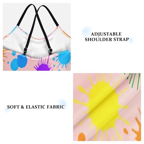 Colorful Paint Splatters Blobs Girls 1 Piece Swimsuit with Adjustable Shoulder Strap, Beach Bathing Suit, 3-103