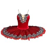 Original Ballet Skirt Bodice with Tulle Lace Sequins Professional Stage Performance Ballet Tutu for Girls&Womens Red