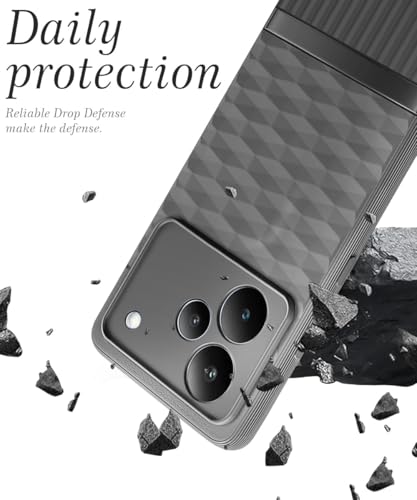 Image of WOW IMAGINE Back Cover for Realme P4 Pro 5G with Hexa Cube Design | Ultra Slim Soft Rubberised Case | Inner Velvet Fabric | Matte Silicone Flexible Mobile Case | Camera Protection - Grey
