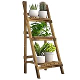 Outsunny Soporte para Plantas de Madera 3 Niveles 40x37x93cm Carbonizado