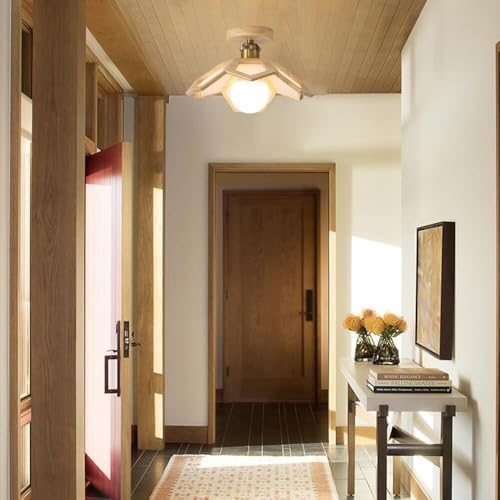 Plafonnier géométrique en bois massif de noyer pour une décoration chic