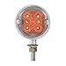 GG Grand General 78553 Amber/Red Double Faced 16 LED Light with Chrome Die Cast Housing and Clear Lens