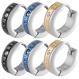 [SEIYA INTERNATIONAL] ピアス メンズ フープピアス リングピアス ローマ数字 ステンレス 18G (各色2個 計6個セット)