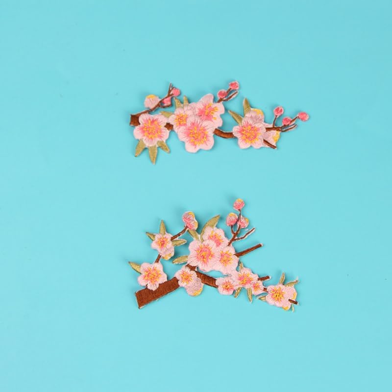 6pcs Peach Blossom Embroidered Cloth - Decorative Applique for Cheongsam, Pants, Book Bags with Hand Sewing or Ironing image 5