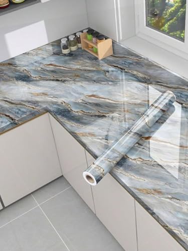 Image of VOLITO Self Adhesive Marble Wallpaper Kitchen Wallpaper Oil Proof & Waterproof Wallpaper for Cabinet Makeover, Almirah, Plastic & Tabletop, Wardrobe (60x200cm) (V-New Natural Mountain)