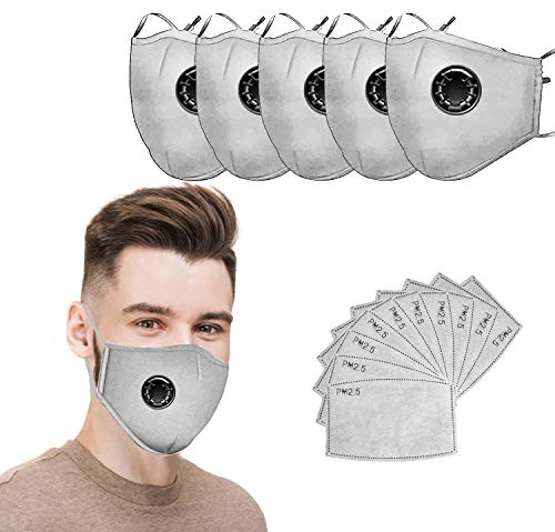 Preisvergleich Produktbild Mundschutz Maske Schutzmaske Multifunktionstuch Mund und Nasenschutz Waschbar Staubschutzmaske Wiederverwendbar Atmungsaktiv Mundschutz Winddicht Unisex Halstuch,3 Pack+10 Aktivkohlefiltern (GRAU)