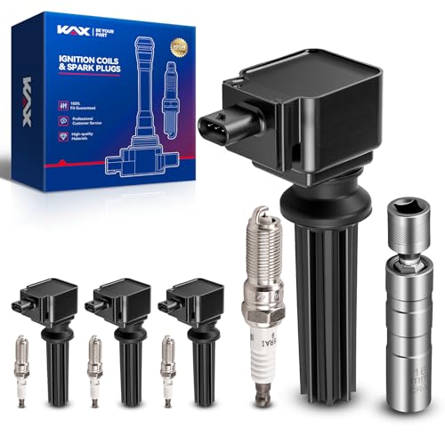 Image of KAX 4 Ignition Coils & 4 Spark Plugs Set for Focus, Escape, Edge, Fusion | (w /tool) Fits Focus 2012-2018 2.0L, Escape 2013-2019 2.0T, Explorer Edge Fusion EcoSport Mustang MKC MKZ, UF670 94372