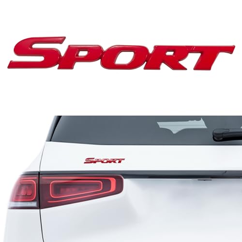 Image of Metal Car Sport Sticker, Car Exterior Emblems Badge, 3D Fender Badge Decal Car Sticker, Sport Letter Emblem Trunk Lid Rear Logo Badge for Truck SUV Pickup Models (Sport, Red)