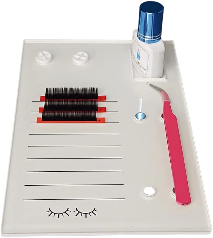 Paleta de Acrílico para Extensão de Cílios LIXIMMAZN com Suportes Magnéticos, Branca, 20 x 13 cm