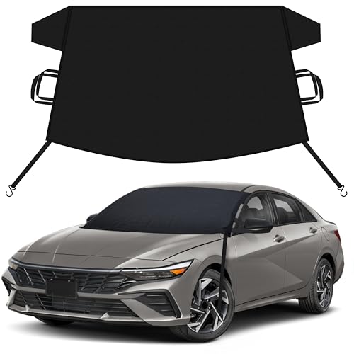 Image of EcoNour Car Snow Cover Compatible for Hyundai Elantra | Windshield Cover for Ice and Snow with S-Hook Straps | Heavy-Duty 600D Oxford Winter Car Cover, Waterproof & Anti-Slip