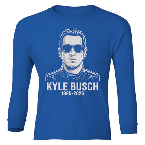 Kyle RIP Memorial - Racing Legend Busch Tribute Youth Long Sleeve T-Shirt (Royal, Youth X-Large)