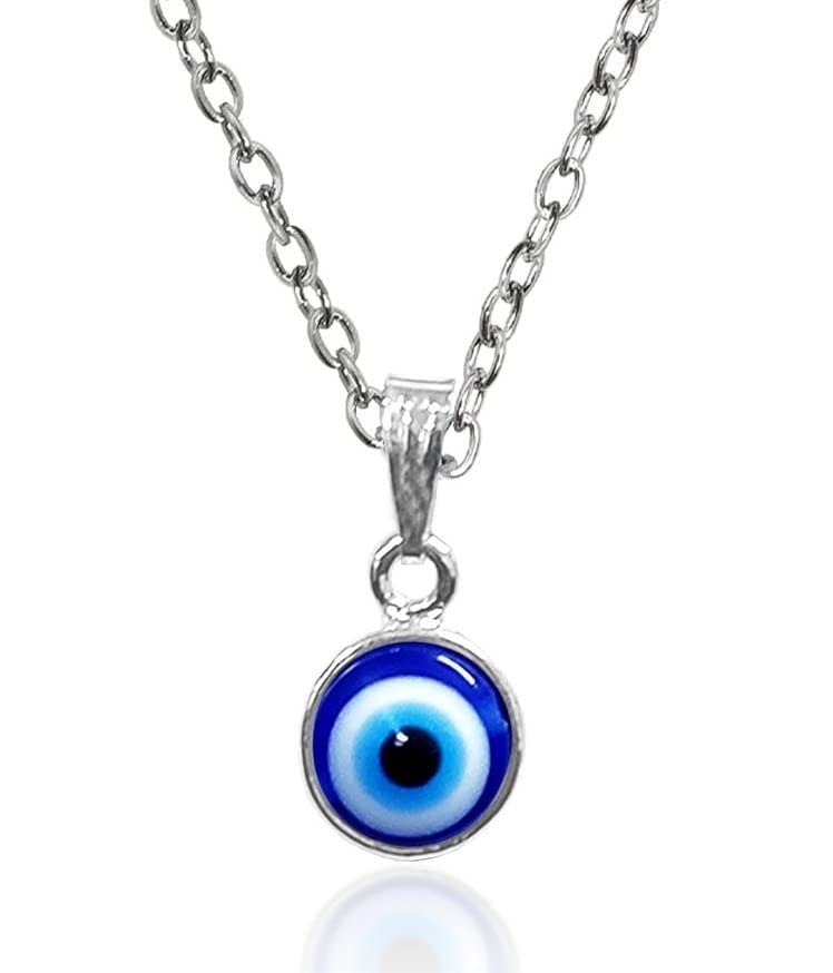Silver Color Valentines Day Special Stainless Steel Round Blue Stone Moti Bead Evil Eye Nazar Suraksha Kavach Locket Pendant Charm Necklace With Clavicle Chain For Girls And Womens (B0C1WB11HN) Amazon Price History, Amazon Price Tracker