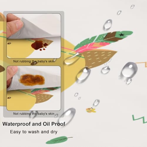 Long Sleeve Baby Bibs, Waterproof Sleeved Bib Smock for Baby Toddler 6-36 Months,Reusable with Catch-all Pocket (Bear)