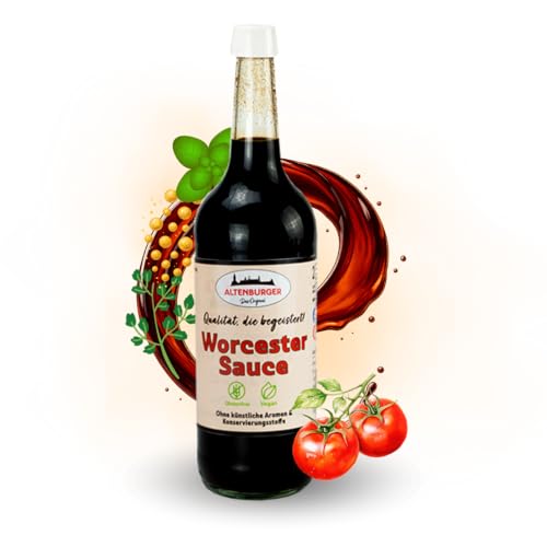 Altenburger Original Worcester Sauce 1l (1000ml) in der Glasflasche Worcestershire Sauce glutenfrei laktosefrei vegan ohne Zusatz von Aromen