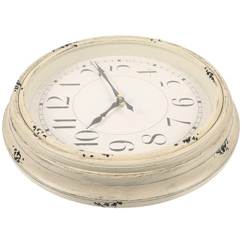 MAGICLULU Reloj De Pared Vintage De Reloj Decorativo Silencioso para Oficina Cocina Salón y Dormitorio Retro Sin Diseño Artístico Color Beige