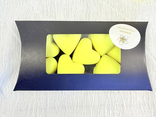 Fondants Parfumé pour Brûleur,Bougie Chauffe Plat, Pochette Cadeau de 115g, 8/9 coeurs, Cire d'olive Bio, Produits Naturels, Parfum de GRASSE, Produit Fabriqué en France. (monoï)