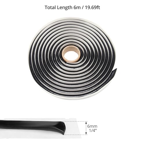 QWORK® 1 Stück Butylrundschnur Schwarz, 6 mm Durchmesser x 6m, für Pkw-LKW-Scheinwerferfenster, Tür, Windschutzscheibe