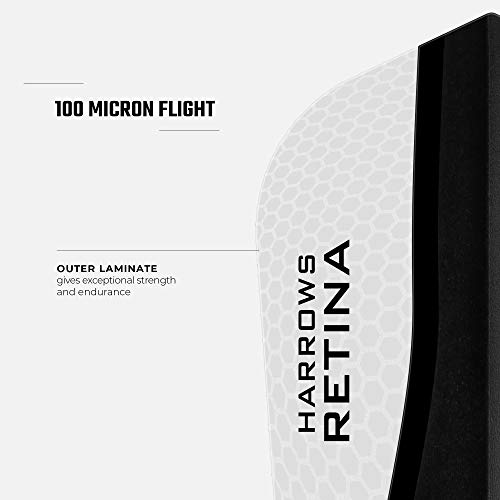 Harrows Retina X | Premium Extra Strong 100 Micron Dart Flights In Slim Shape, 5 Sets Of 3 Flights, 15 Flights In Total, White #TOP3