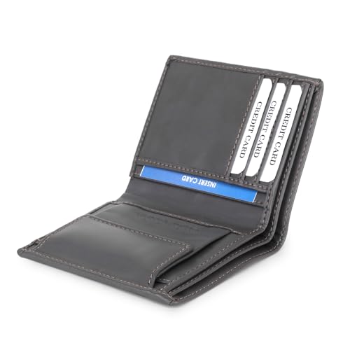 Dezire Crafts Men's Compact PU Leather Wallet | Unique Design with 3 Card Slots, 2 Currency Compartments & 1 Coin Pocket (Gray)