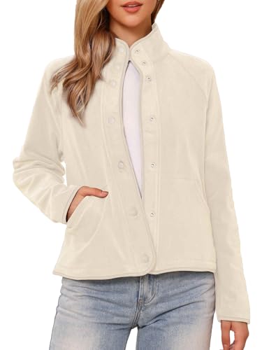 Allegra K Fleece Jacket for Women Fall Jackets 2025 Casual Long Sleeve Button Down Winter Coats with Pockets